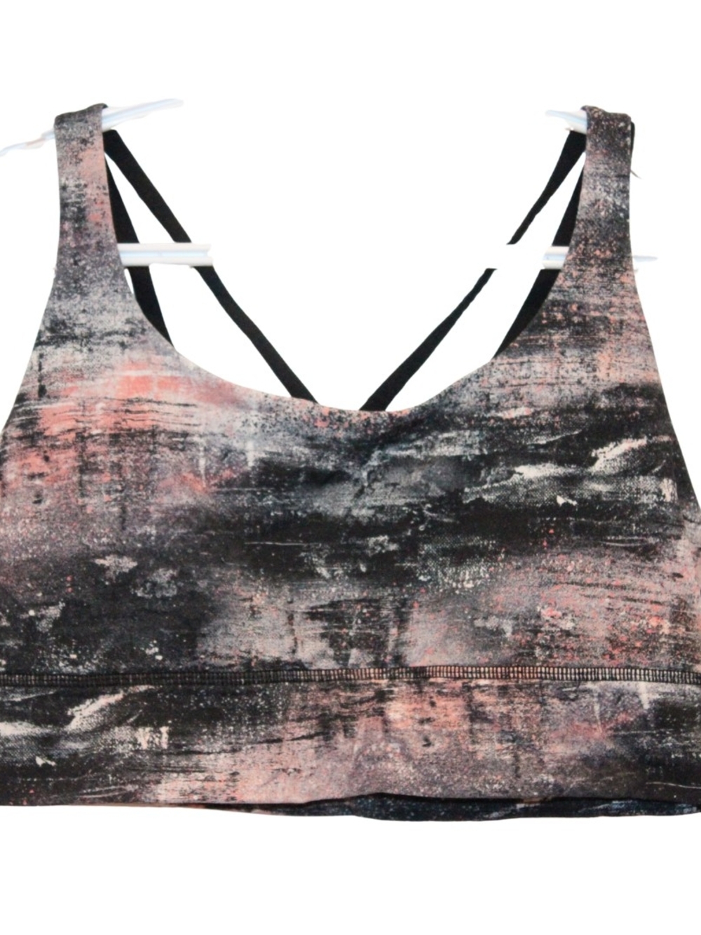 lululemon athletica Abstract Black & Pink Strappy Sports Bra